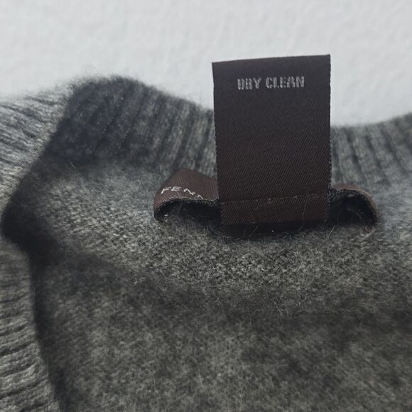 Fenn Wright Mason 2 Ply Cashmere Sweater Gray Yellow Stripe Crew Neck Medium - Picture 3 of 7